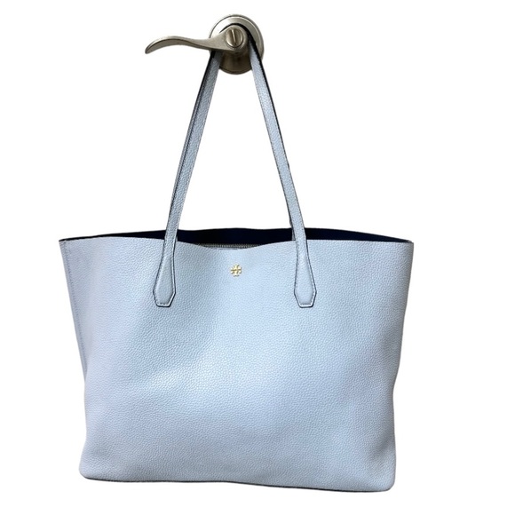 Tory Burch Handbags - Large Blue Leather Tory Burch Tote Bag Purse
